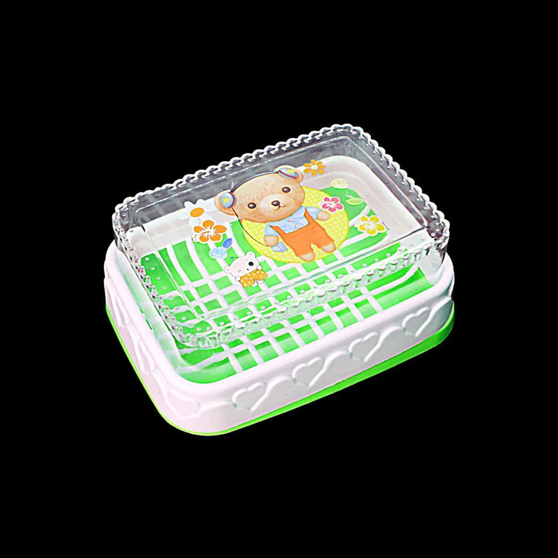 Plastic Soap Bo x With Printed Bear Design Assorted Colours