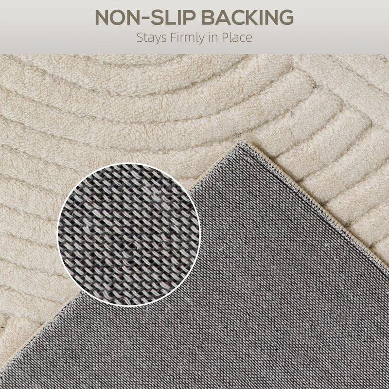 HOMCOM Modern Geometric Rug, Thick Plush, Non-Slip, 160 x 120 cm, Cream, Living Room, Bedroom, Office
