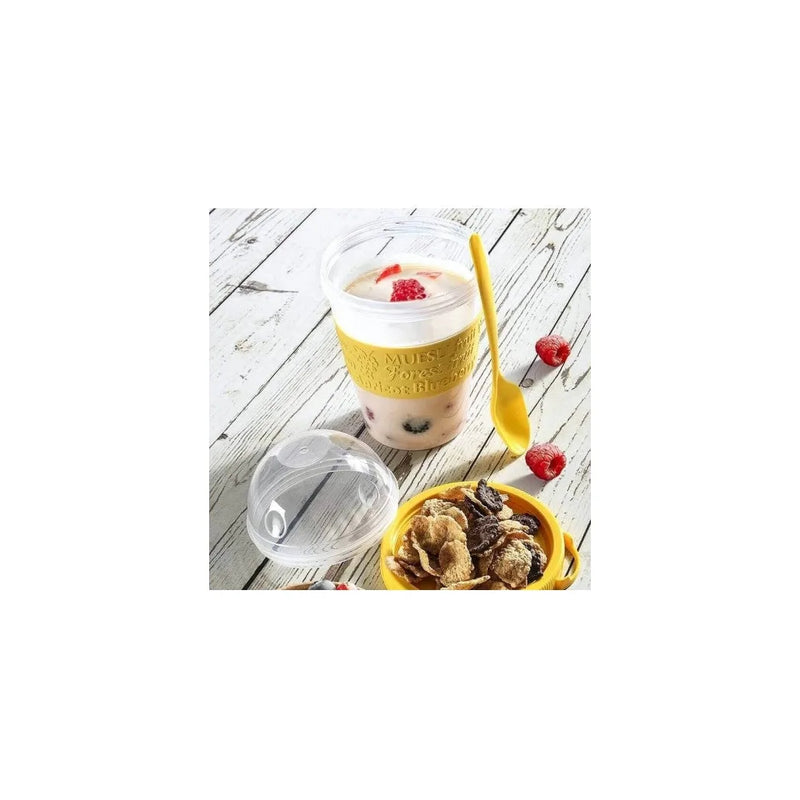 Ttz Plastic Take And Go Yoghurt Muesli Granola Cup With Dome Top 600Ml Assorted Colours