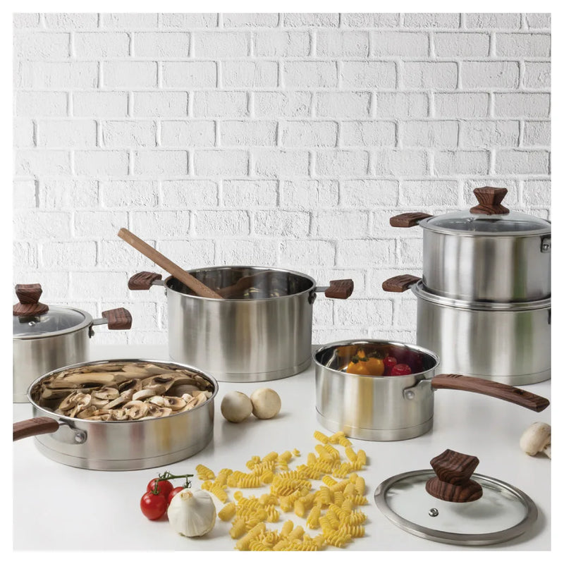 Sq Professional Lustro Touch Stainless Steel Cookware Set Of 6 Brown