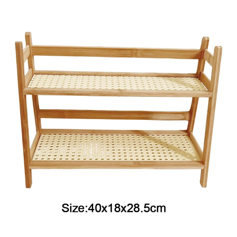 2 Layer Countertop Organizer Multipurpose Kitchen Wooden Rack Storage Shelf-L