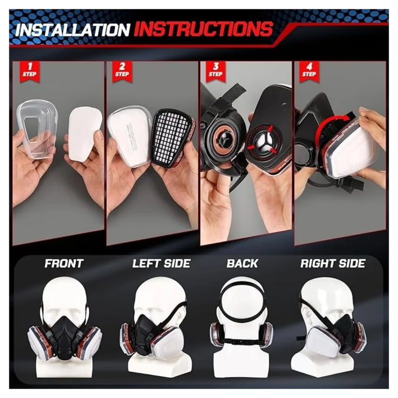 Respiratory half mask, gas mask, dust mask, paint mask with replaceable filter
