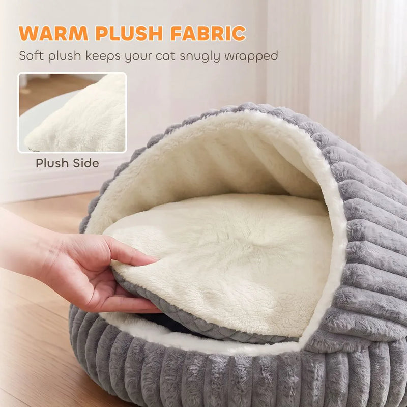 PawHut Cat Bed for Indoor Kittens, Cat Cave House with Non-Slip Bottom and Washable Cushion