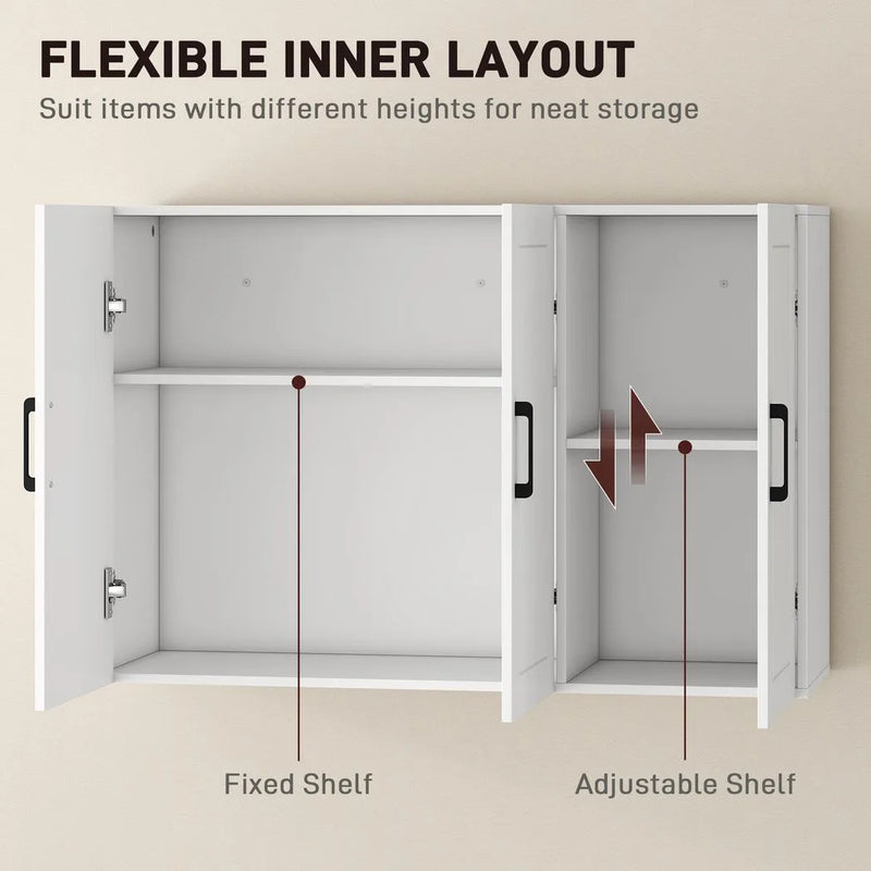 HOMCOM Bathroom Wall Cabinet, Wall Mounted Bathroom Cabinet, Over the Toilet Space Saver with Adjustable Shelves, White