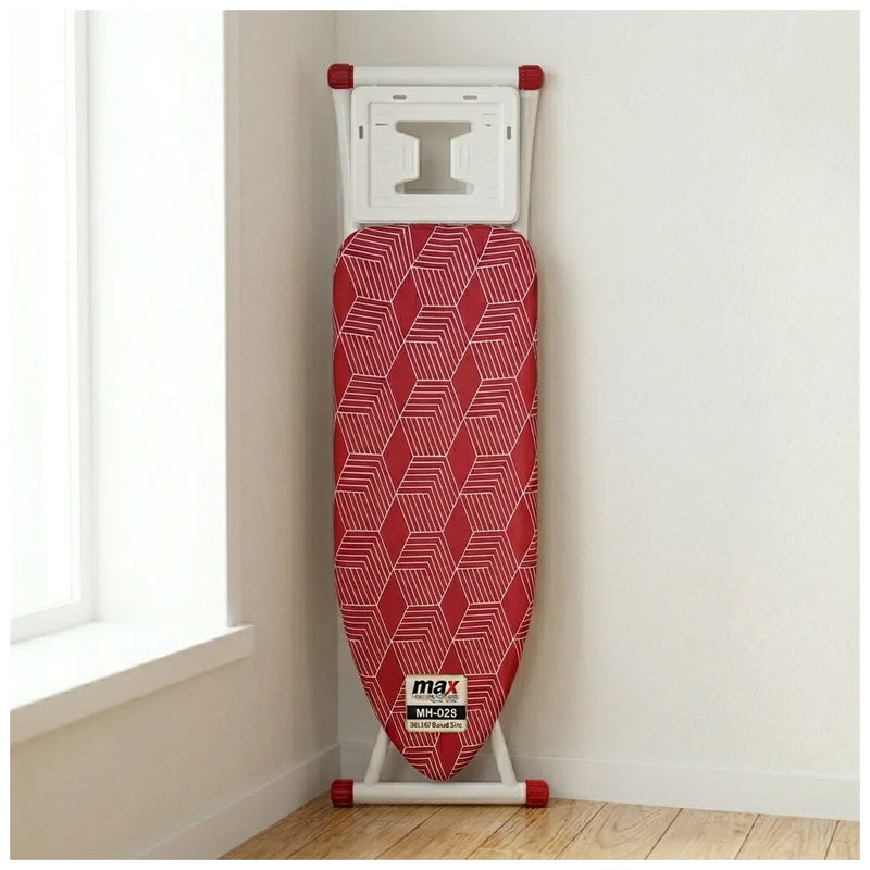 Ma x Housewares Ironing Board Adjustable Height Mesh Surface White Legs