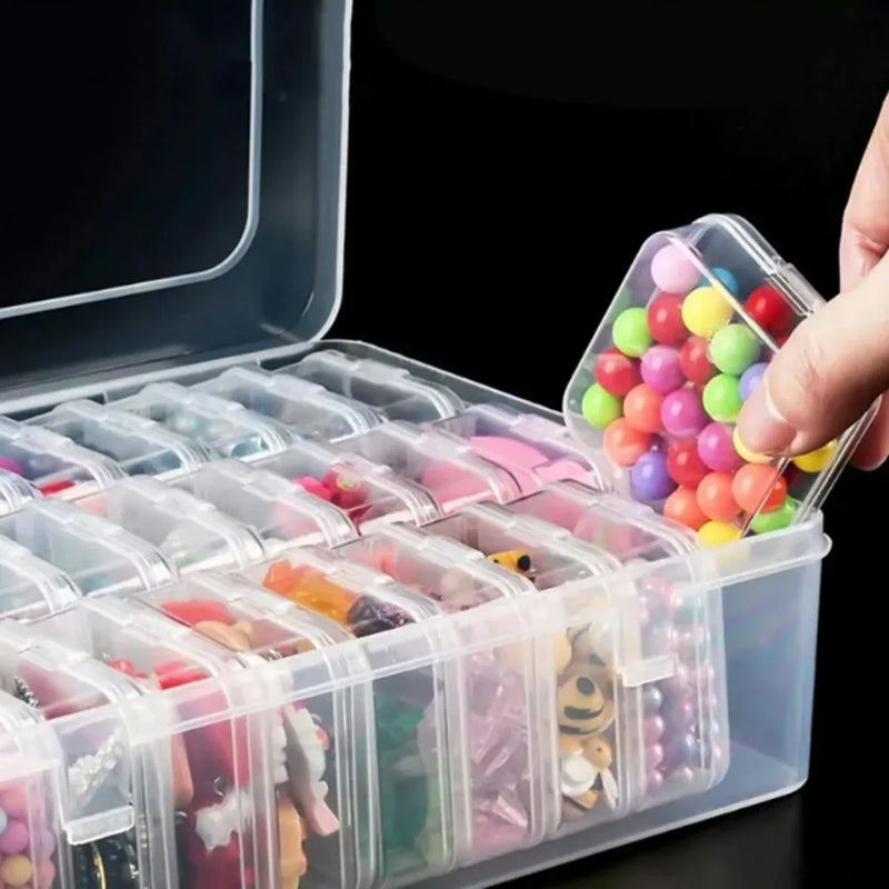 Bead Organizer Box with 30 Clear Plastic Small Storage Compartments for Craft