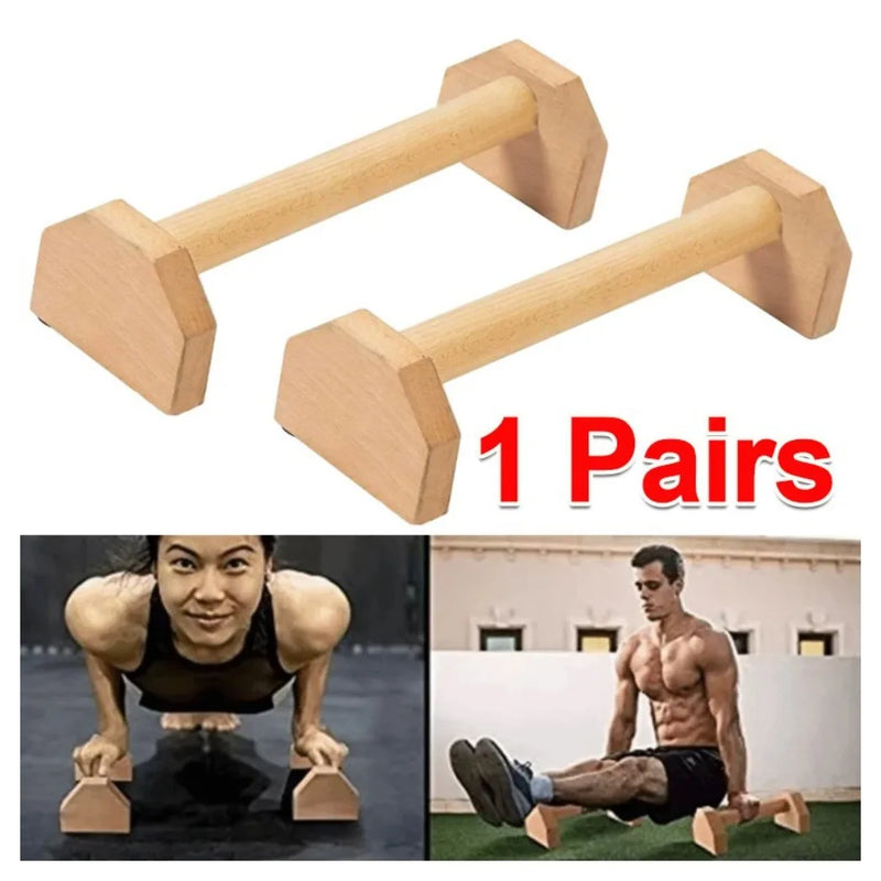 1 Pair 30cm Wooden Push up Bars Parallettes Bars Home Gym Workout Equipment