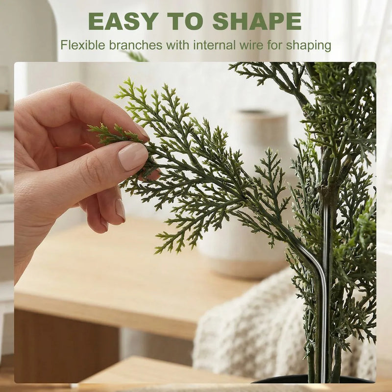 HOMCOM Set of 2 Decorative Artificial Plants Cypress in Weighted Pot, Fake Plant with 2035 Leaves, 150 cm