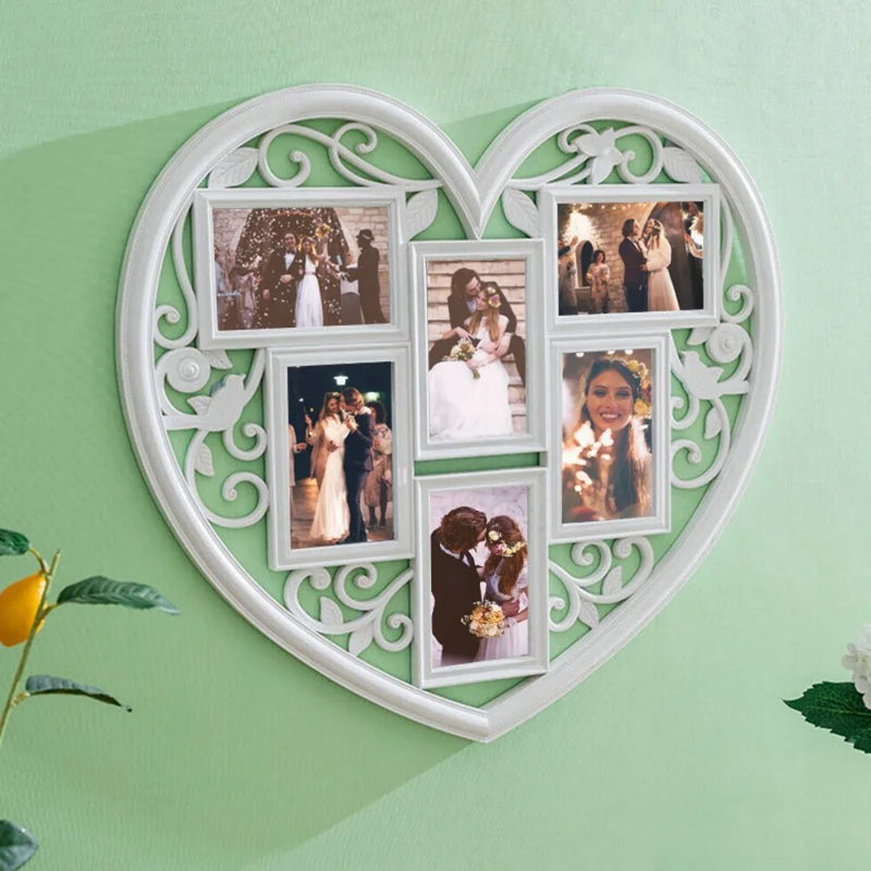 Large Photo Frame White Hanging Heart Shaped Multi Picture Love Frames Gift UK