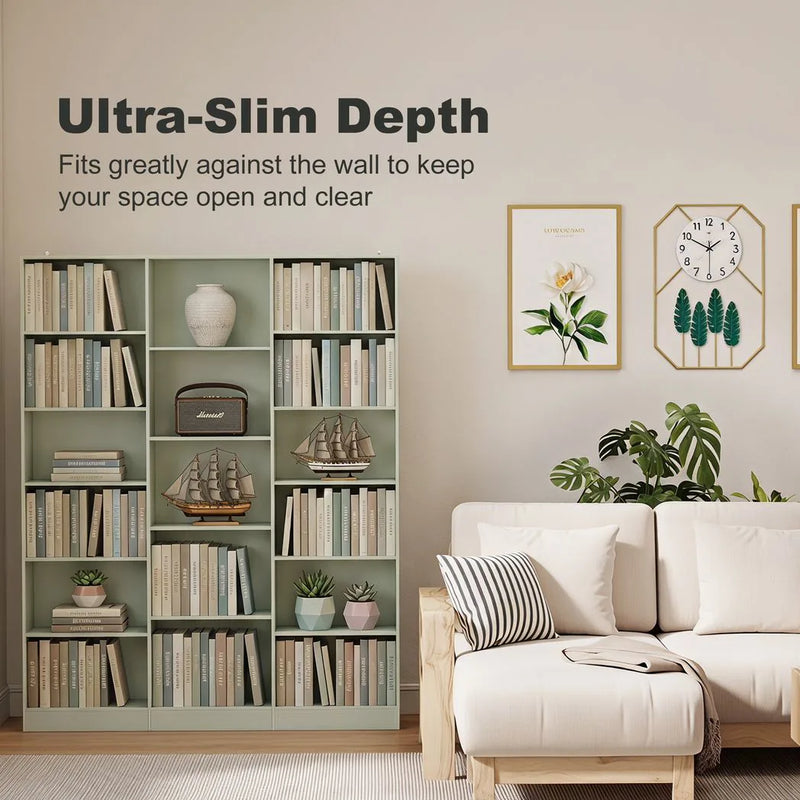 HOMCOM Bookcase with Open Storage, 6-Tier Bookshelf with Anti-Tipping Hardware, Light Green