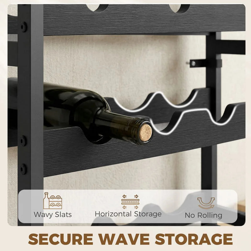 HOMCOM Wine Rack Freestanding Industrial Liquor Cabinet 5-Tier 20 Bottles Bar Stand with Adjustable Feet, Black