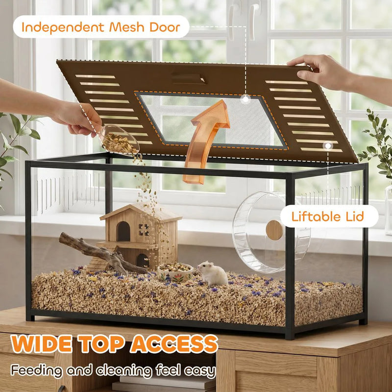 PawHut Large Hamster Cage, Chewproof Metal Rat Cage with Openable Top for Syrian Dwarf Hamster, Gerbil, 100 x 50 x 52.5 cm