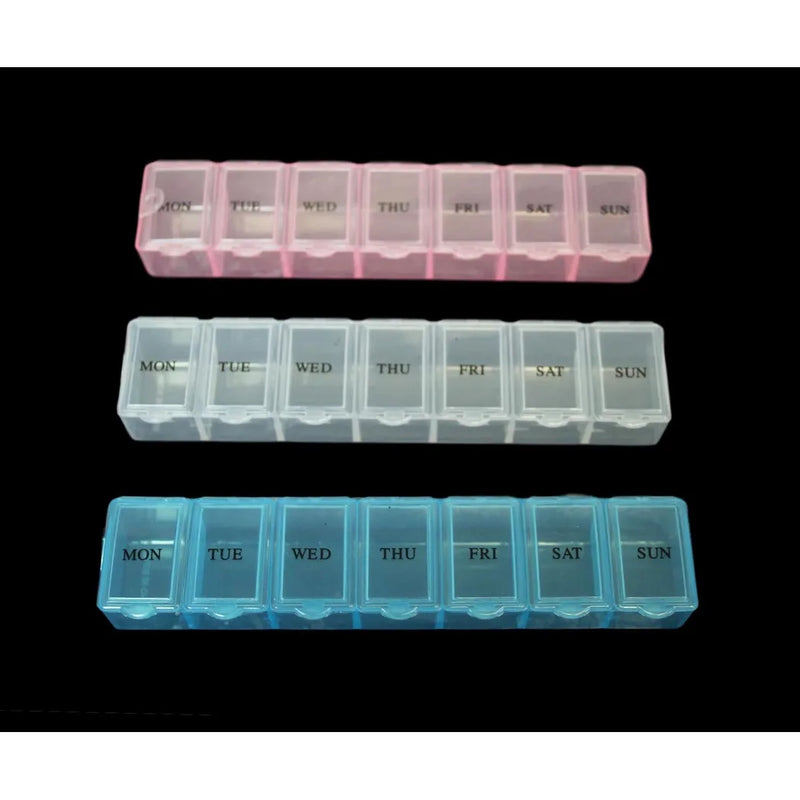 Plastic Pill Tablet Bo x Organiser 7 Days Assorted Colours