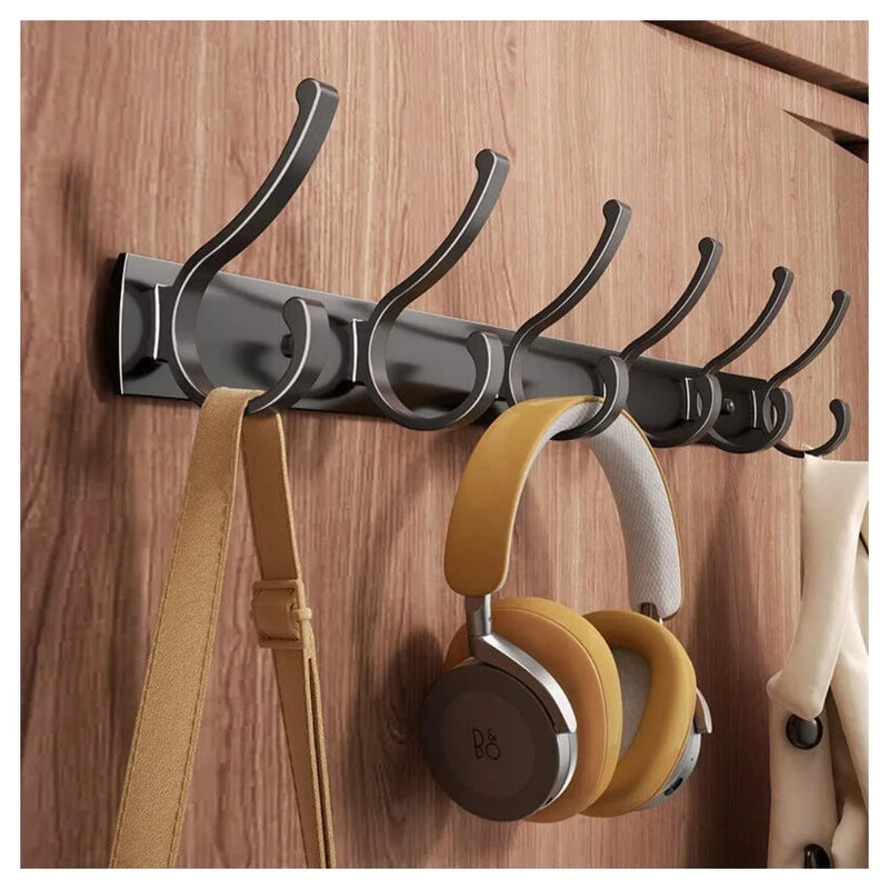 12 Hooks Aluminum Key Coat Clothes Door Holder Rack Hook Wall Mounted Hanger