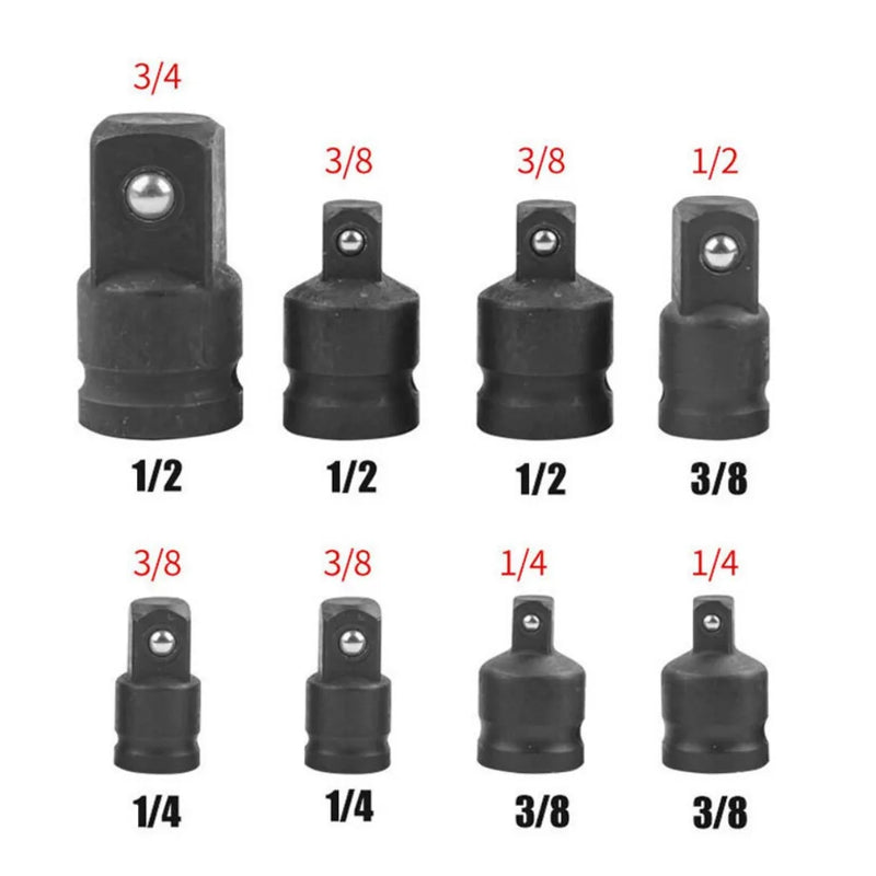 8X Impact Socket Adaptor Converter Reducer Set From To 1/4 3/8 1/2 & 3/4 Inch
