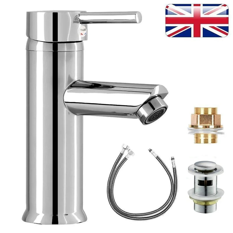 Cisivis Cloakroom Modern Bathroom Basin Sink Mono Chrome Mixer Tap Waste New