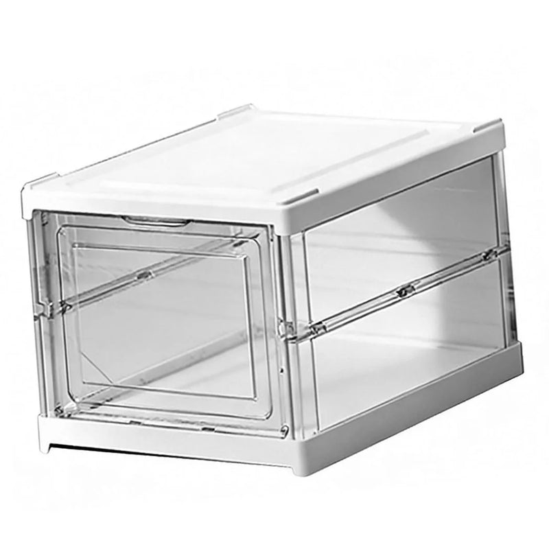 Shoe Storage Box Clear Plastic Stackable Shoe Organizer Space Saving Foldable Shoe Rack Sneaker Container Bin Holder 1 Layer 10.04x13.58x7.68in