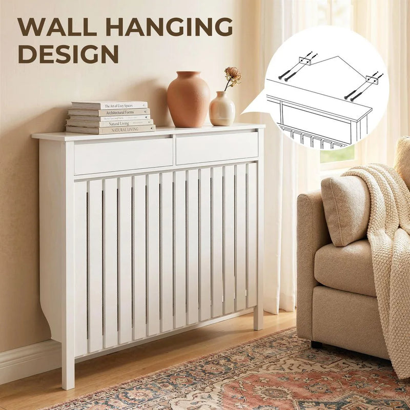 HOMCOM 93 x 119cm Rustic-Look Radiator Cover - White