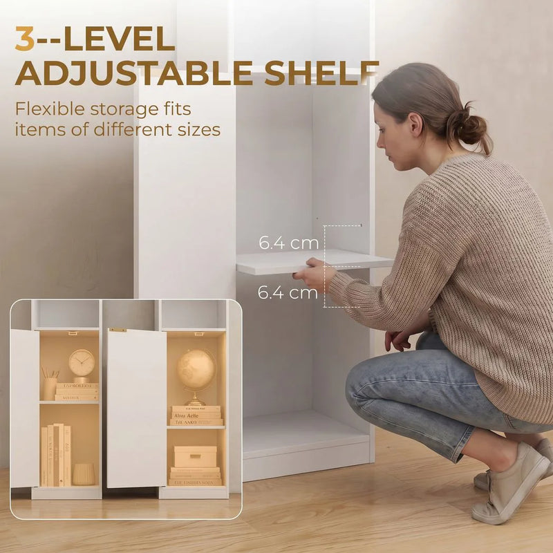 HOMCOM Bookcase Adjustable Shelf Bookshelf Anti-Tip Hardware 6-Tier Storage Cabinet White Wood Effect