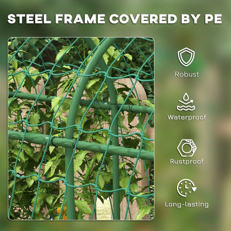 Outsunny 183 cm Tall Metal Garden Trellis, Arch Trellis for Climbing Plants Outdoor with Climbing Net