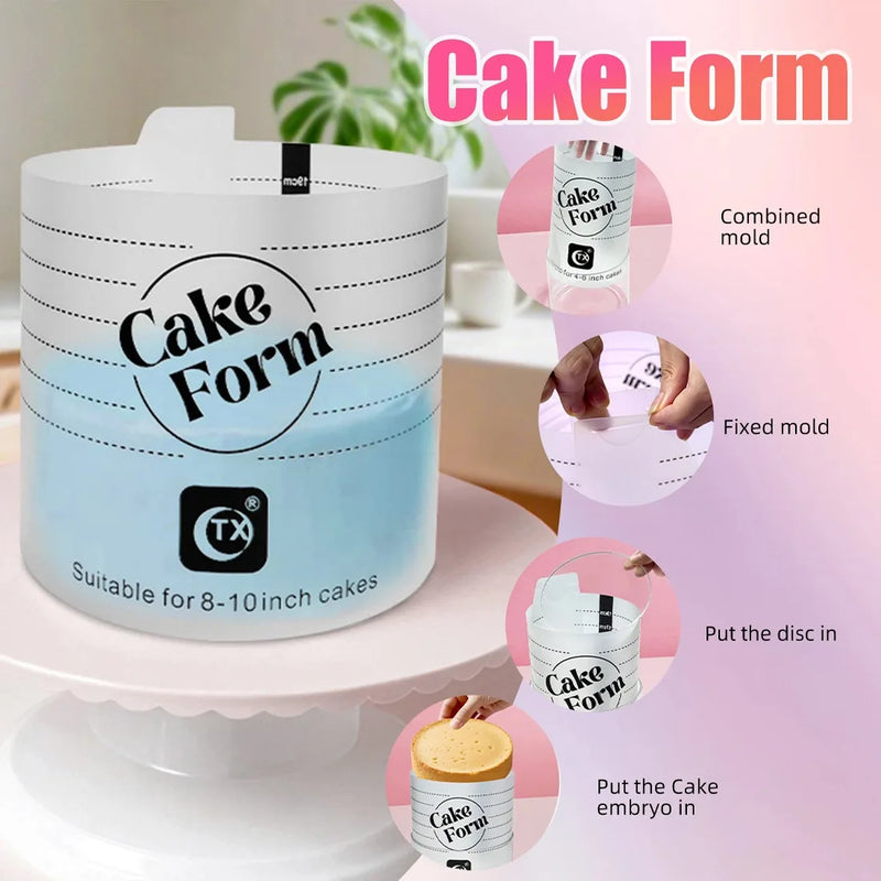 2Pcs Acrylic Cake Mold Round Mousse Cake Form Adjustable Cake Ring Bakery