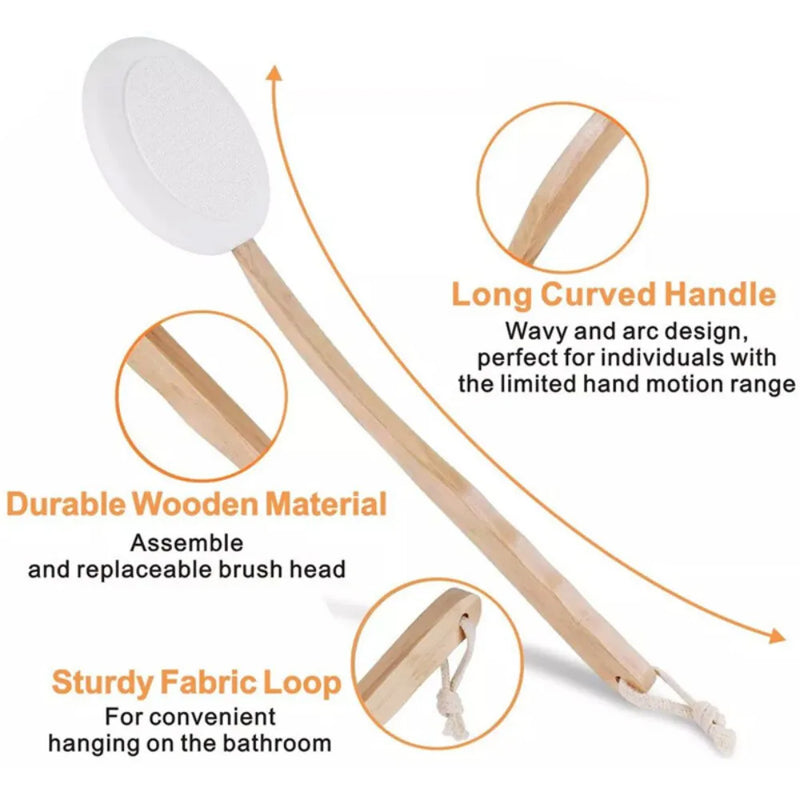 7PCS Back Cream Applicator Lotion Applicator for 2 in 1 Body Brush Beech Handle