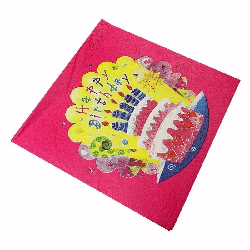 Pack Of Paper Birthday Napkins Tissues Assorted Designs