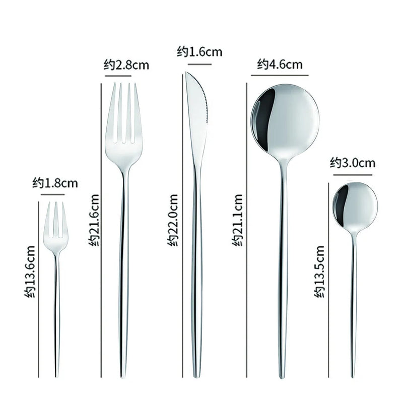 30pc CUTLERY DINNER SET STAINLESS STEEL METAL STAND RACK FORKS TEA SPOONS POLISH