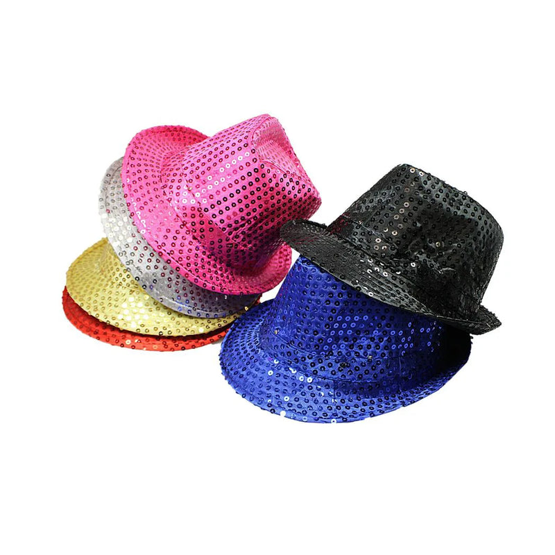 Light – Up Led Sequin Fedora Hat – Flashing Fancy Dress Party Accessory, Assorted Colours