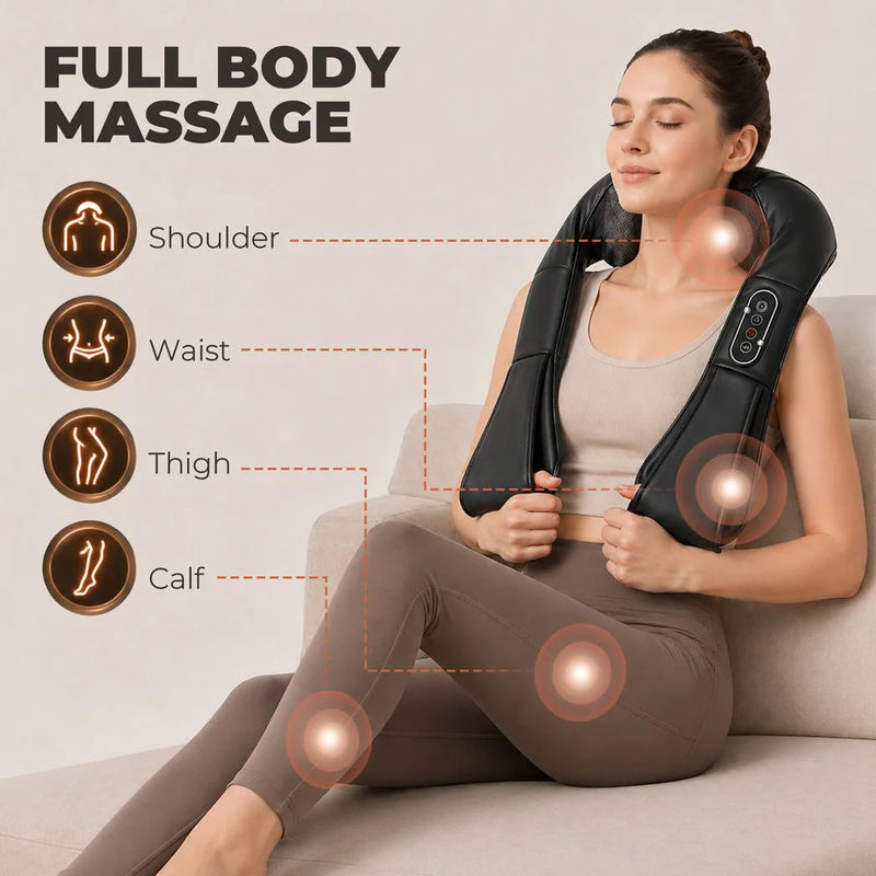 HOMCOM Neck and Shoulder Massager with Heat, Deep Tissue Shiatsu 3D Kneading Massager for Neck, Back, Waist, Foot and Leg