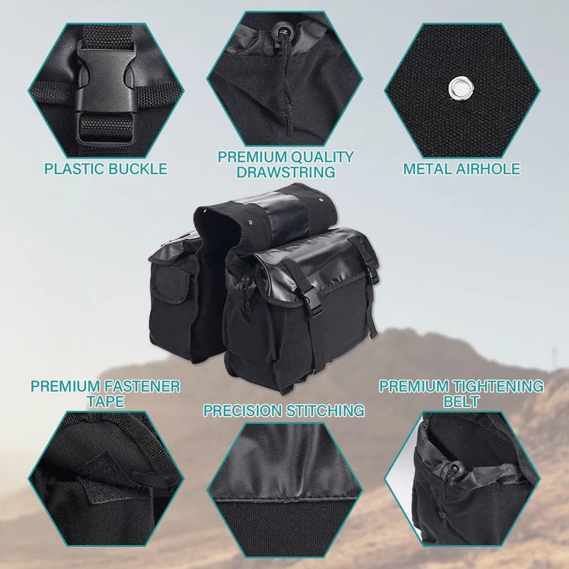 26L Motorcycle Saddle Bag Waterproof Side Canvas Travel Storage Bike Panniers UK