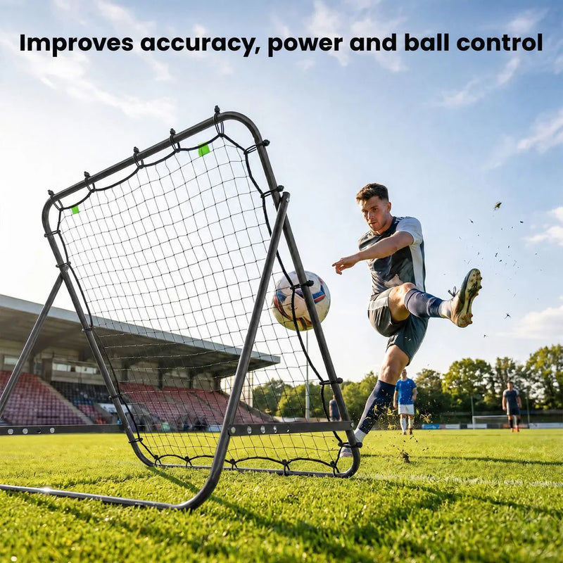 HOMCOM Adjustable Rebounder Net Kickback Target Goal for Teens Adults Training, Black