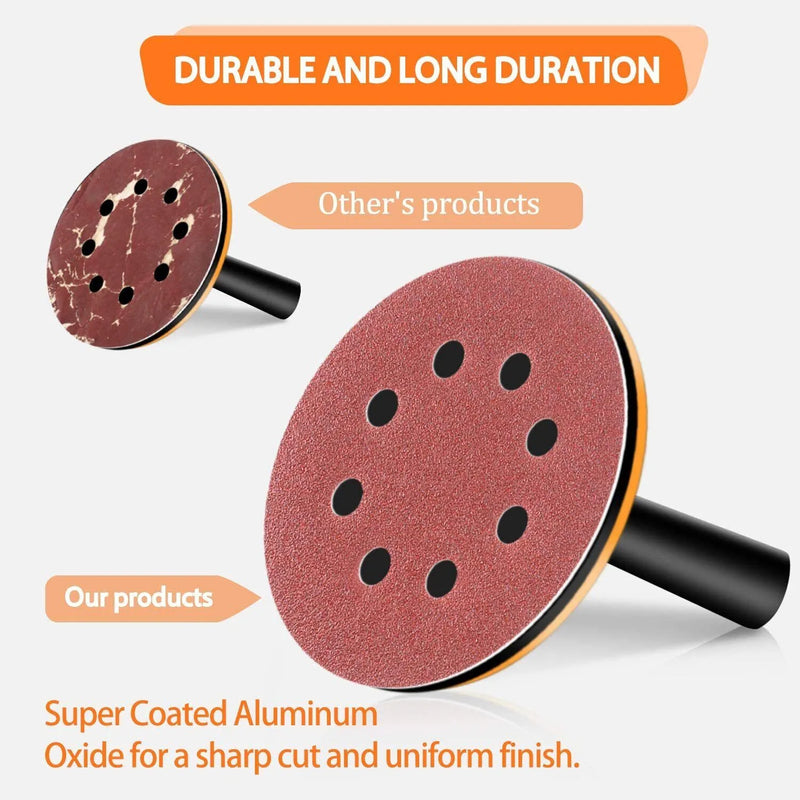125X 125mm- 5" Sanding Discs 40 60 80 120 240 Mixed Grit Orbital Sander 8 Holes