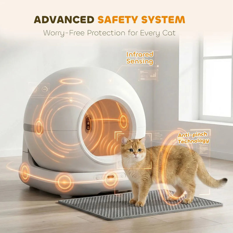 PawHut 72L Self Cleaning Cat Litter Tray Automatic Cat Litter Box APP Control for Multiple Cats