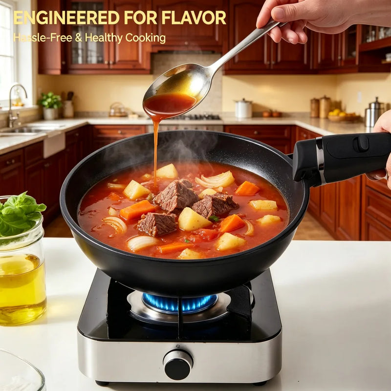 23-piece aluminum cookware set (7 pots, 2 lids, detachable handles)