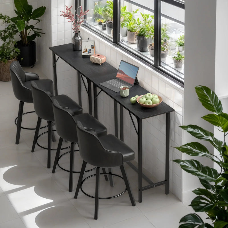 43-Inch Bar Table (Black) - 209 lbs Capacity Pub Height Table with Durable MDF Top & Metal Frame, Ideal for Kitchen/Bar Counte