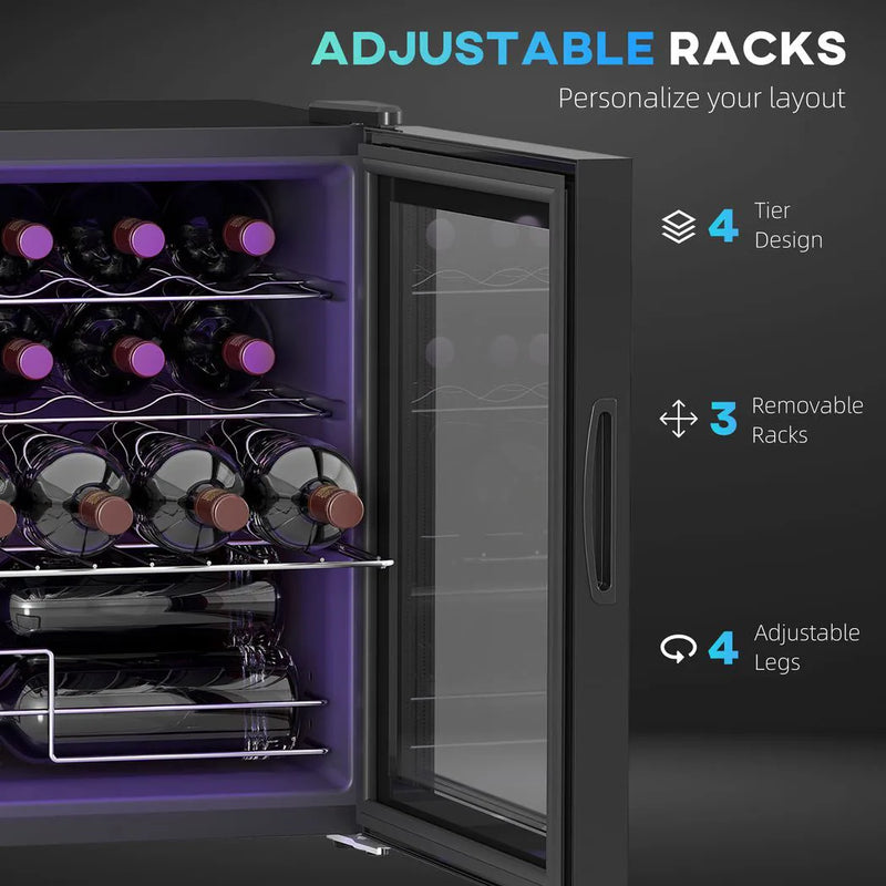 HOMCOM 42L 16-Bottle Wine Cooler Fridge - Black