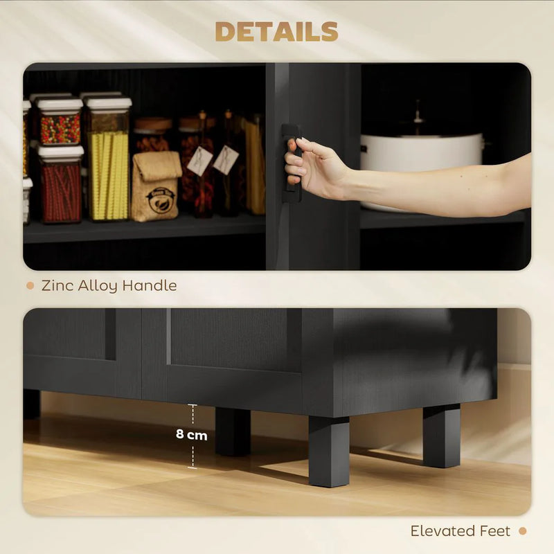 HOMCOM Sideboard Buffet Cabinet, Kitchen Storage Cabinet with 3 Doors and Adjustable Shelves for Living Room, Kitchen, Black