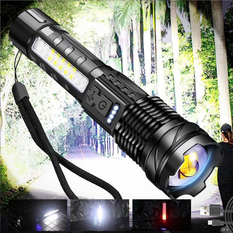 USB Rechargeable LED Flashlight Adjustable Focus Camping Hiking Outdoor Flashlight Work light (US Logistics For USPS/DHL/Fedex/UPS. No designated logistics accepted，TK/TMEU only For self-pickup）