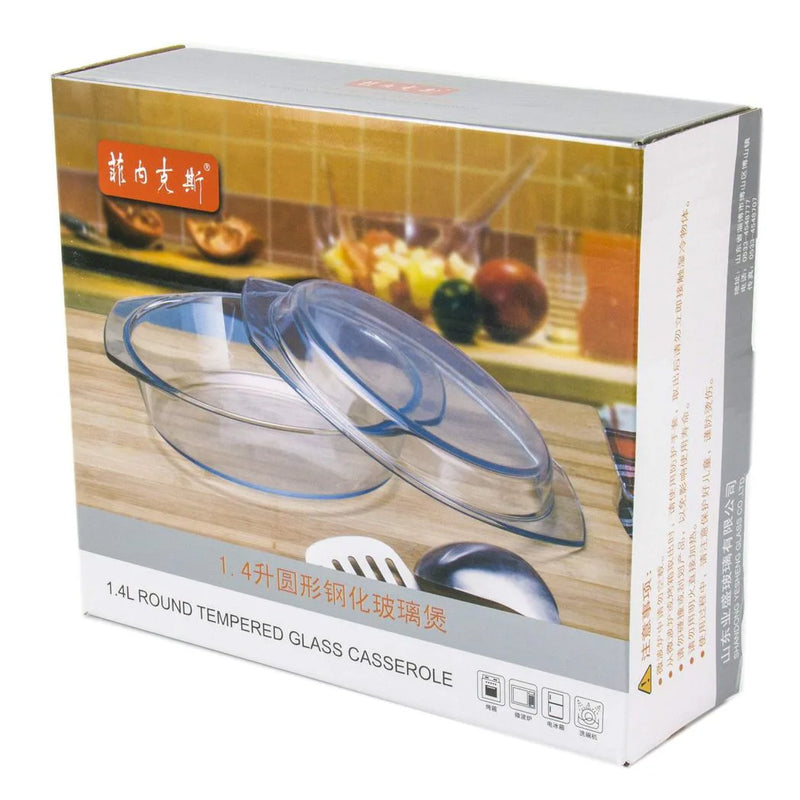 Durane Tempered Glass Casserole Dish With Lid 1.5L 4875 (Parcel Plus Rate)