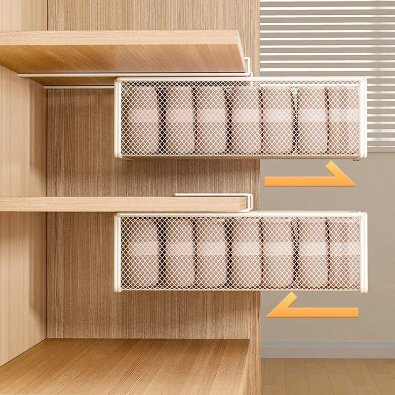 1PC  Pull-Out Wardrobe Storage Basket Hanging Storage Rack Underwear Storage Box-White