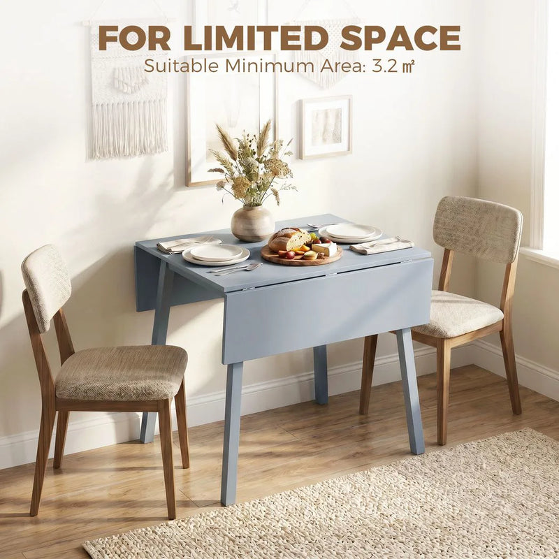 HOMCOM Solid Wood Folding Dining Table, Drop Leaf Table for 2-4 People,  Rectangle Kitchen Table