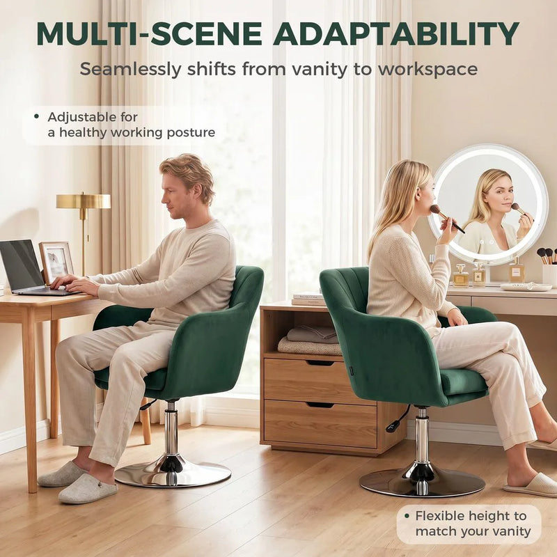 HOMCOM Retro Velvet Swivel Tub Chair with Steel Frame, Cushion Seat, Dark Green
