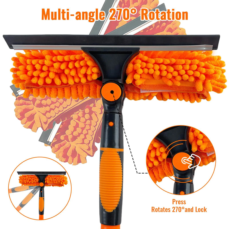 4.5m 15ft Telescopic Window Cleaning Brush Kit Extending Wash Head Squeegee High