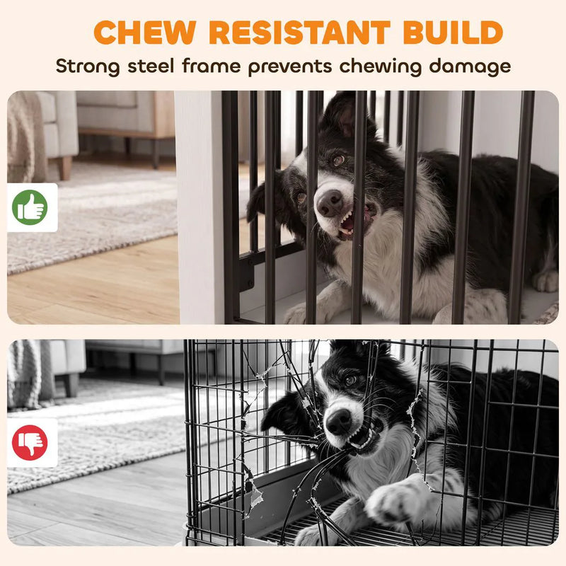 PawHut 80 cm Dog Crate Furniture with Sliding Barn Door for Medium Dogs, White