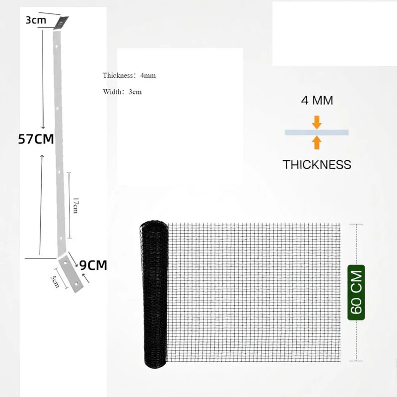 10M Cat Proofing Net Garden Fencing Security Steel Brackets and Mesh with Screws