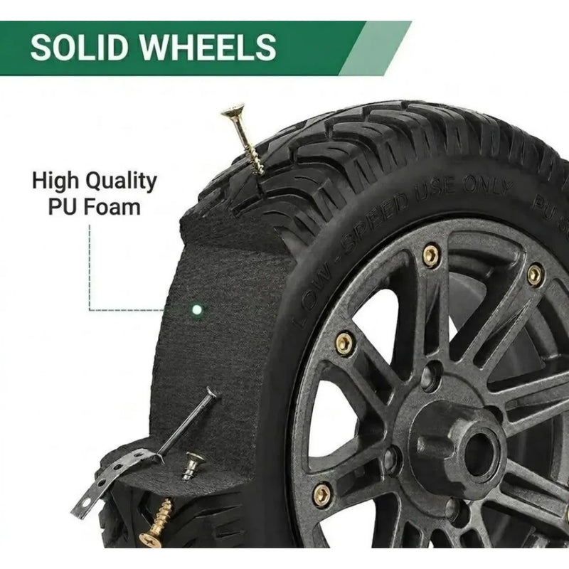 PU Wheelbarrow Wheel 14 inch 3.50-8 Puncture Proof Solid Heavy Duty Tyre Black