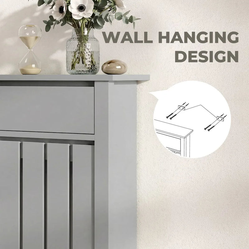 HOMCOM 93 x 88.5cm Rustic-Look Radiator Cover - Grey