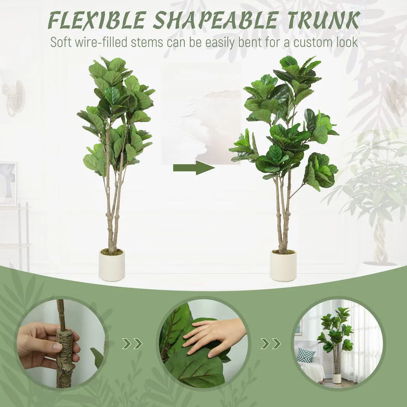 HOMCOM 180cm Artificial Fiddle Leaf Fig Tree - Green