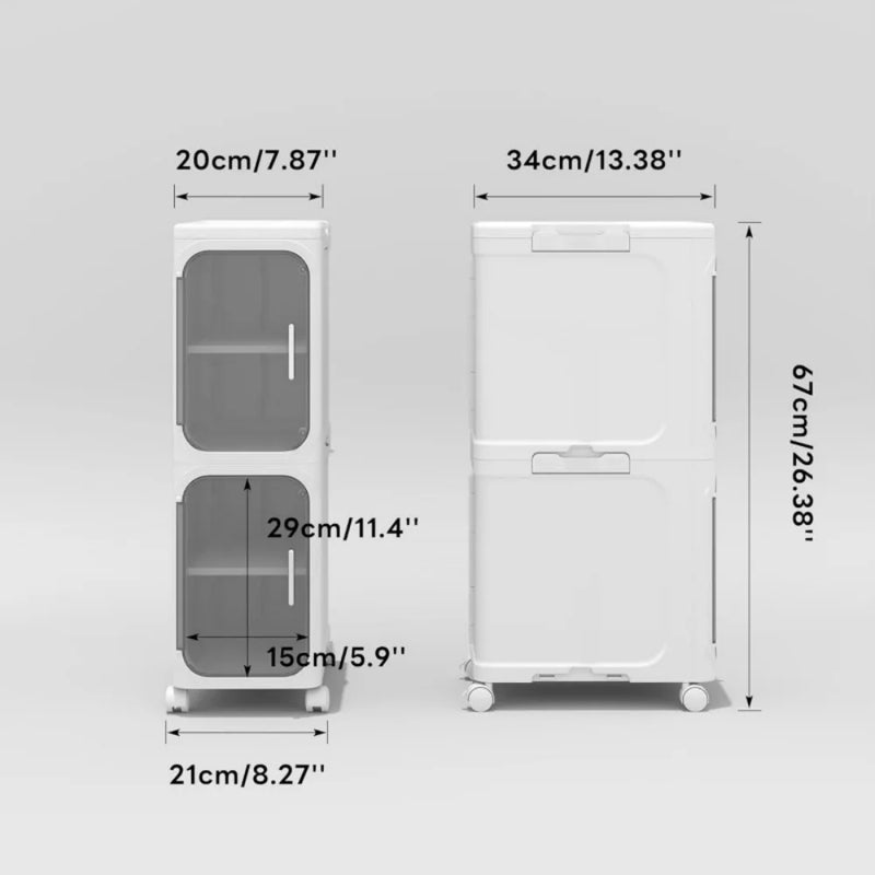 2 Tiers Slim Narrow Storage Cabinet Drawer Bathroom Bedroom Organizer Gap Shelf